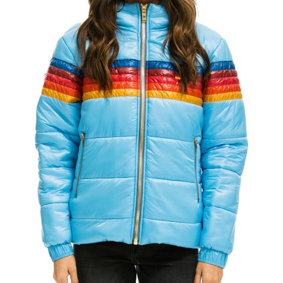 Aviator Nation Jackets & Blazers - *NWT* Aviator Nation 5-Stripe Super Luxe Apres Puffer Jacket - Sky Glossy Sz S